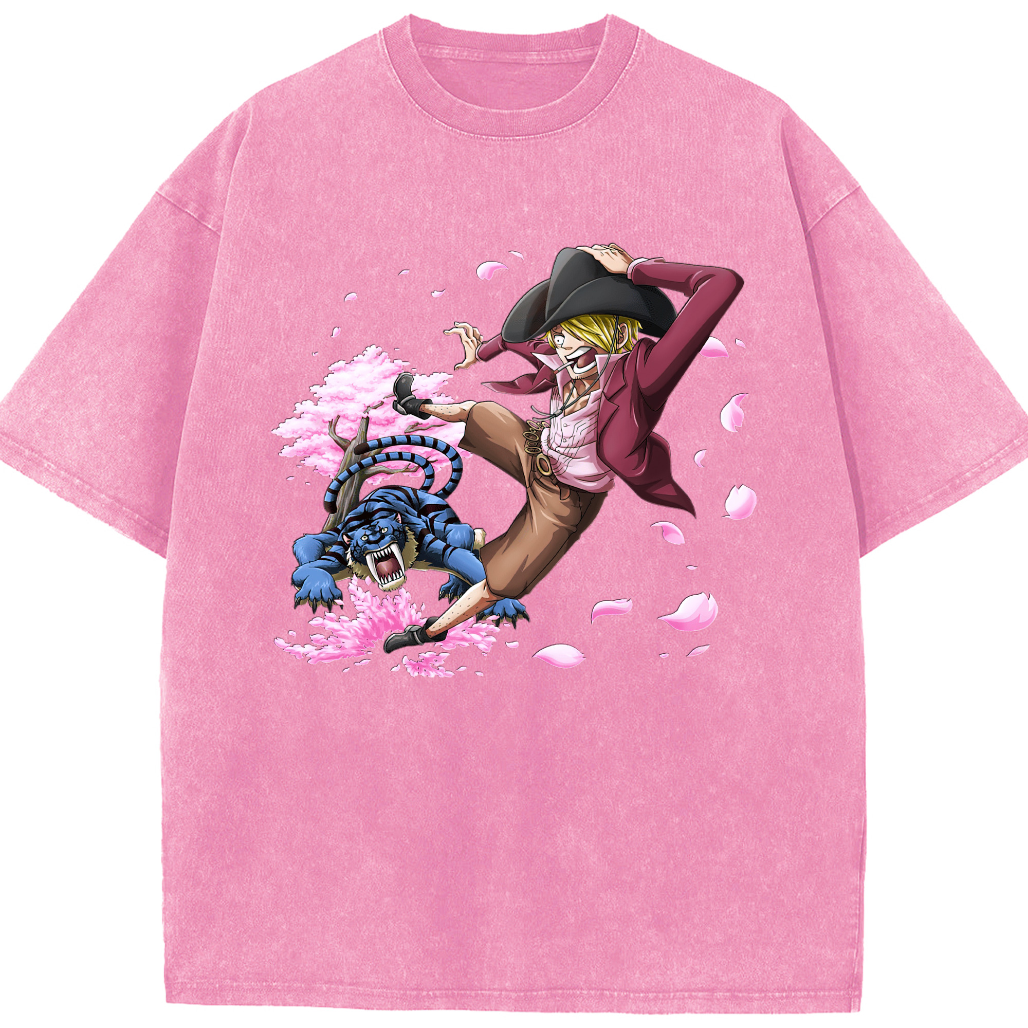 （画像用） ワンピース サンジ ONE PIECE Sanji 綿100% ヴィンテージ風 半袖Tシャツ（フロントプリント）